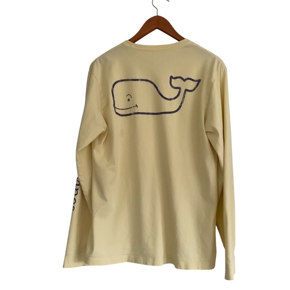 Vineyard Vines Long Sleeve Whale Pocket Tee Sz S Pale Yellow Coastal Everyday